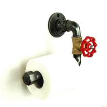 Portarotolo carta igienica stile Valvola rossa | Modello 3, volante piccolo volante e ottone