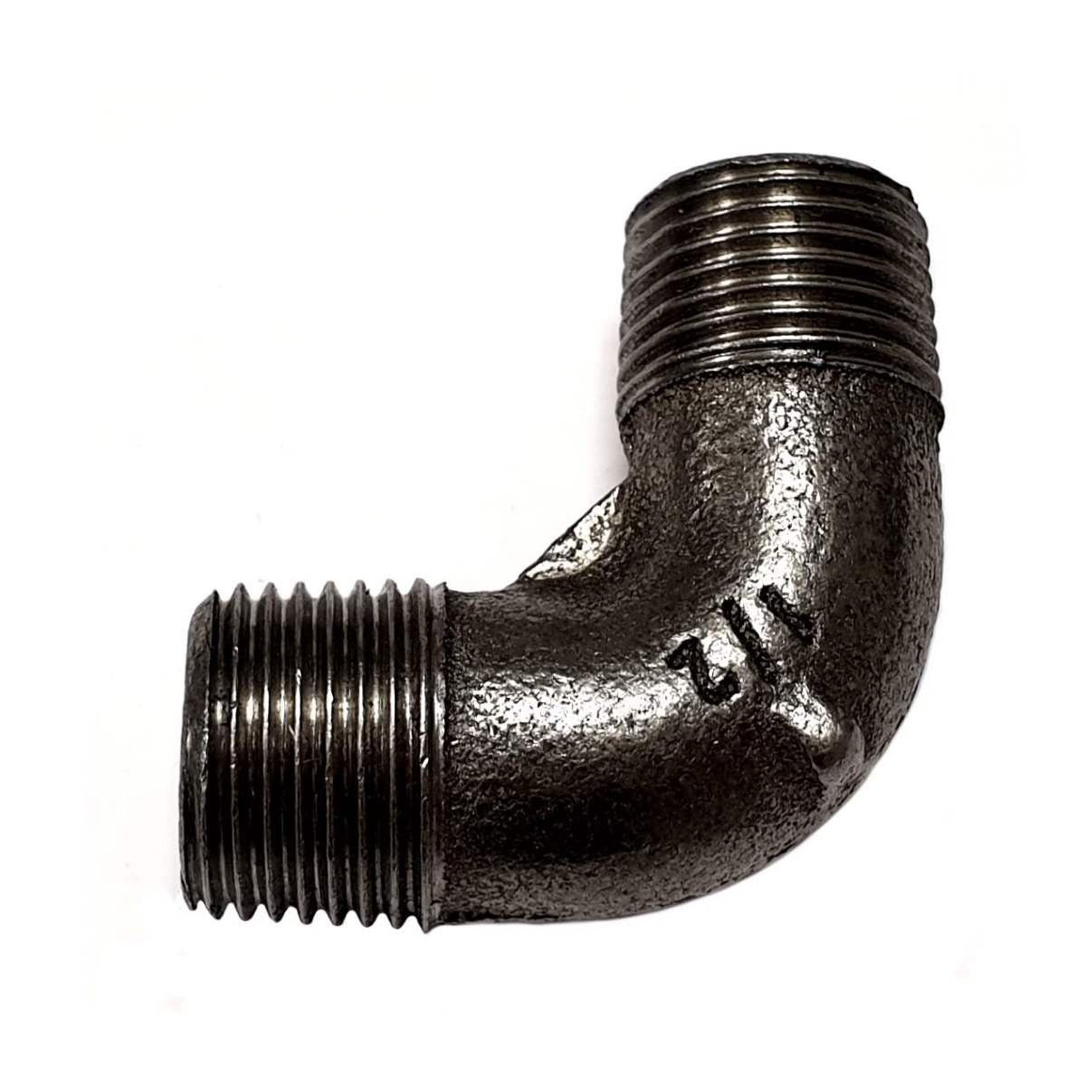 Raccord coude fonte noire 90° Mal/Mal filetage 1/2" Ø21 sur filets 